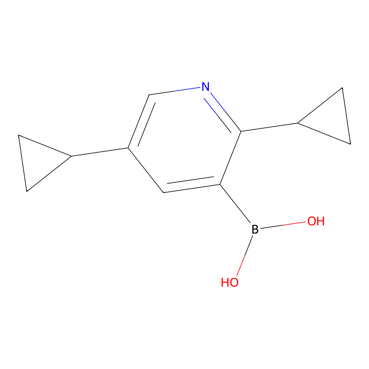(2,5-Dicyclopropylpyridin-3-yl)boronic acid molecular structure, CAS 2225179-89-3