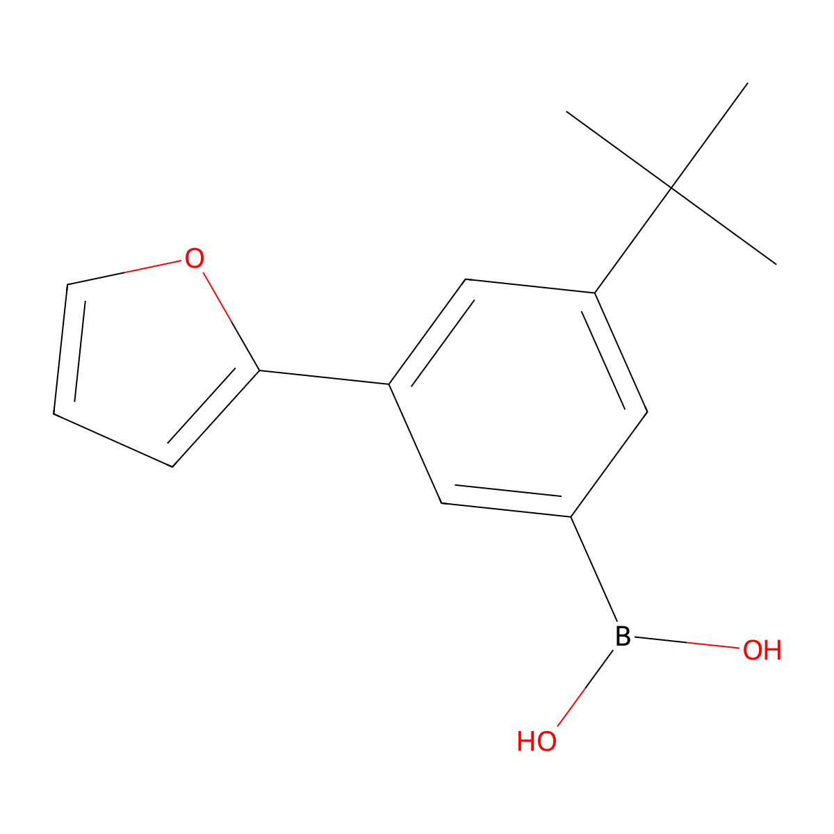 (3-(tert-Butyl)-5-(furan-2-yl)phenyl)boronic acid molecular structure, CAS 2225179-90-6