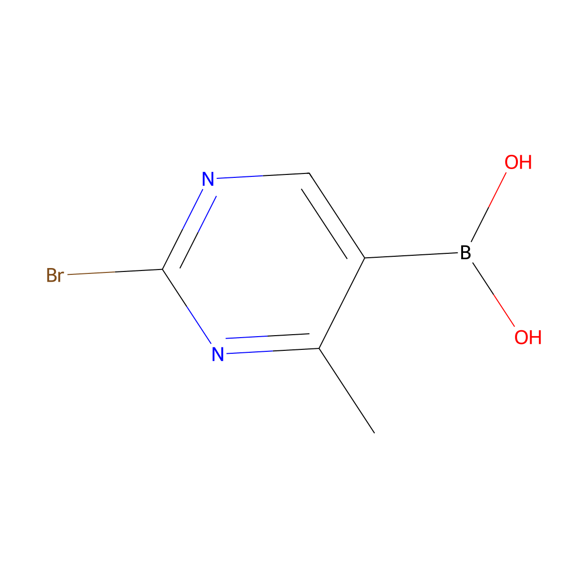 (2-Bromo-4-methyl-pyrimidin-5-yl)boronic acid molecular structure, CAS 2225179-91-7