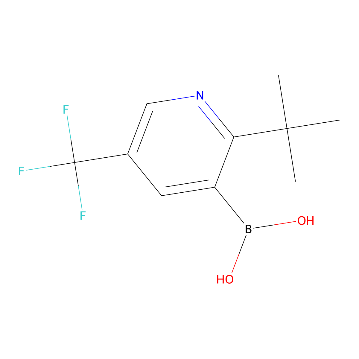 (2-(tert-Butyl)-5-(trifluoromethyl)pyridin-3-yl)boronic acid molecular structure, CAS 2225179-92-8