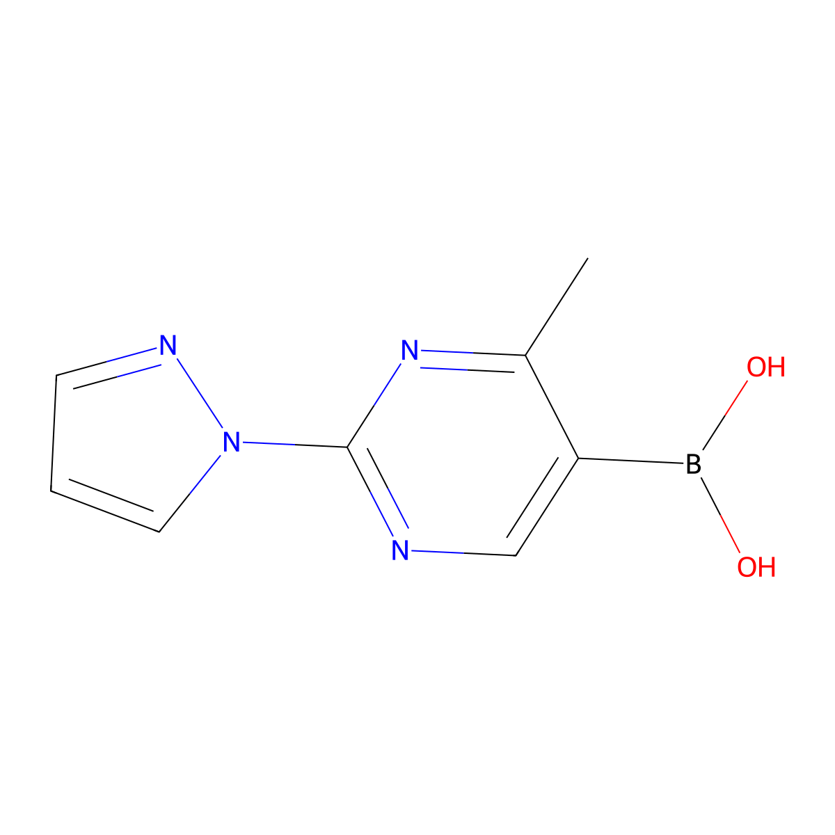 (4-Methyl-2-(1H-pyrazol-1-yl)pyrimidin-5-yl)boronic acid molecular structure, CAS 2225179-93-9