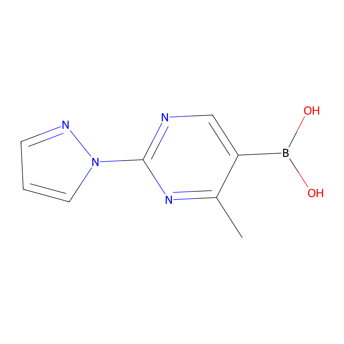 (4-Methyl-2-(1H-pyrazol-1-yl)pyrimidin-5-yl)boronic acid molecular structure, CAS 2225179-93-9