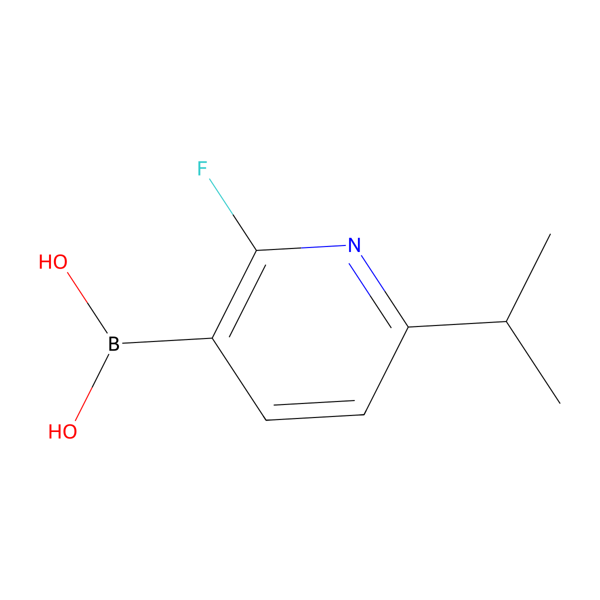 (2-Fluoro-6-isopropylpyridin-3-yl)boronic acid molecular structure, CAS 2225179-95-1