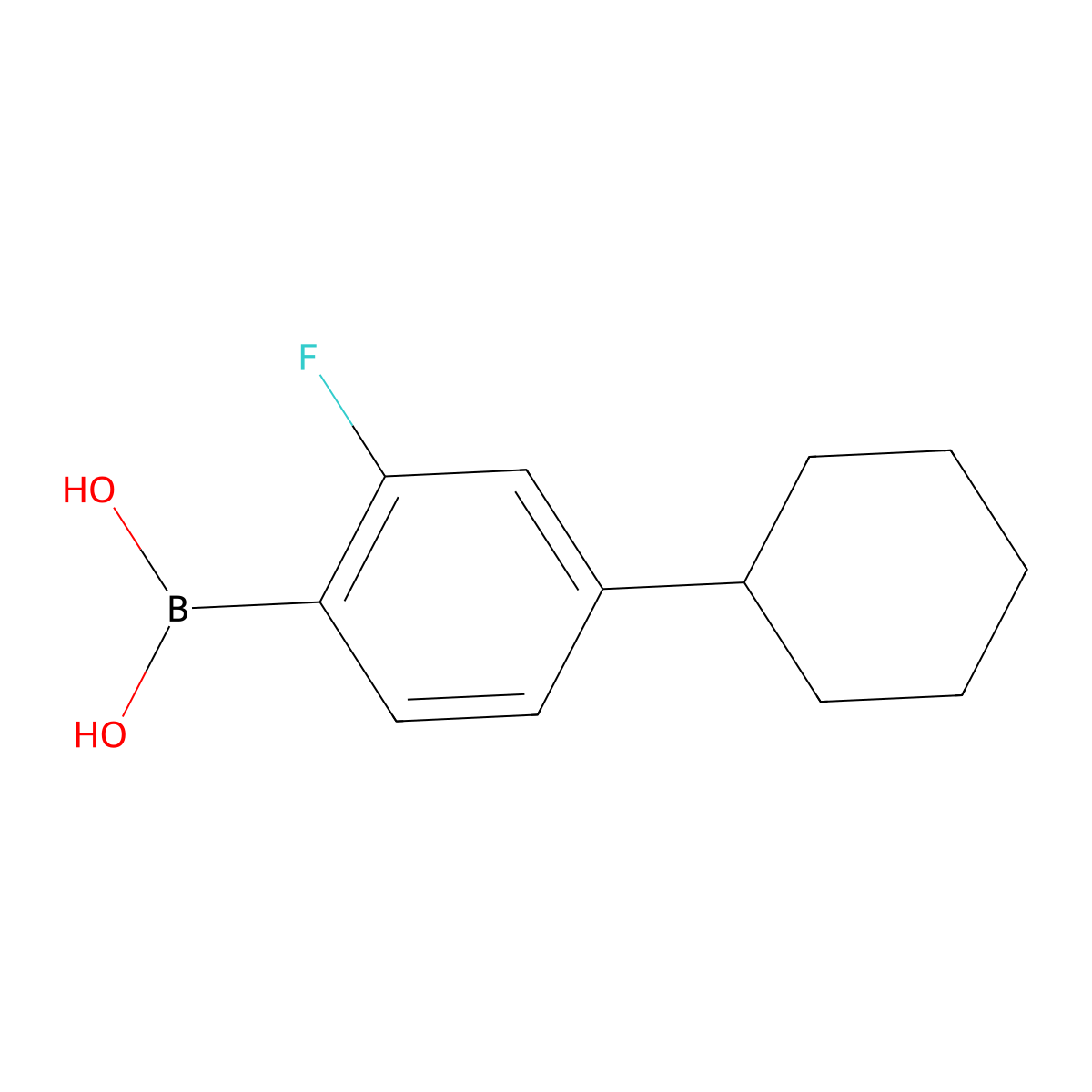 (4-Cyclohexyl-2-fluorophenyl)boronic acid molecular structure, CAS 2225179-99-5