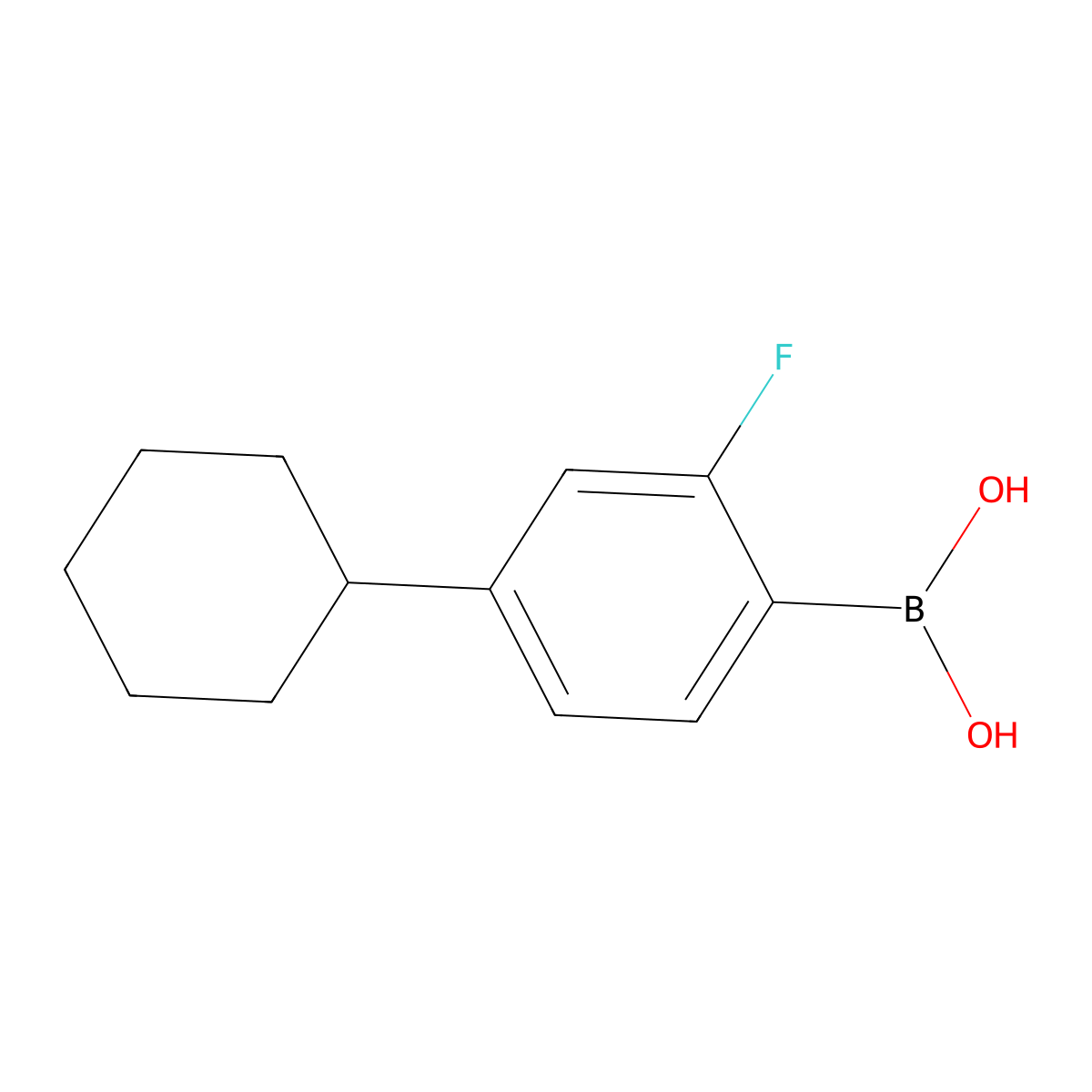 (4-Cyclohexyl-2-fluorophenyl)boronic acid molecular structure, CAS 2225179-99-5