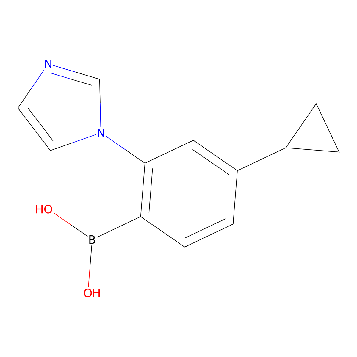 (4-Cyclopropyl-2-(1H-imidazol-1-yl)phenyl)boronic acid molecular structure, CAS 2225180-03-8