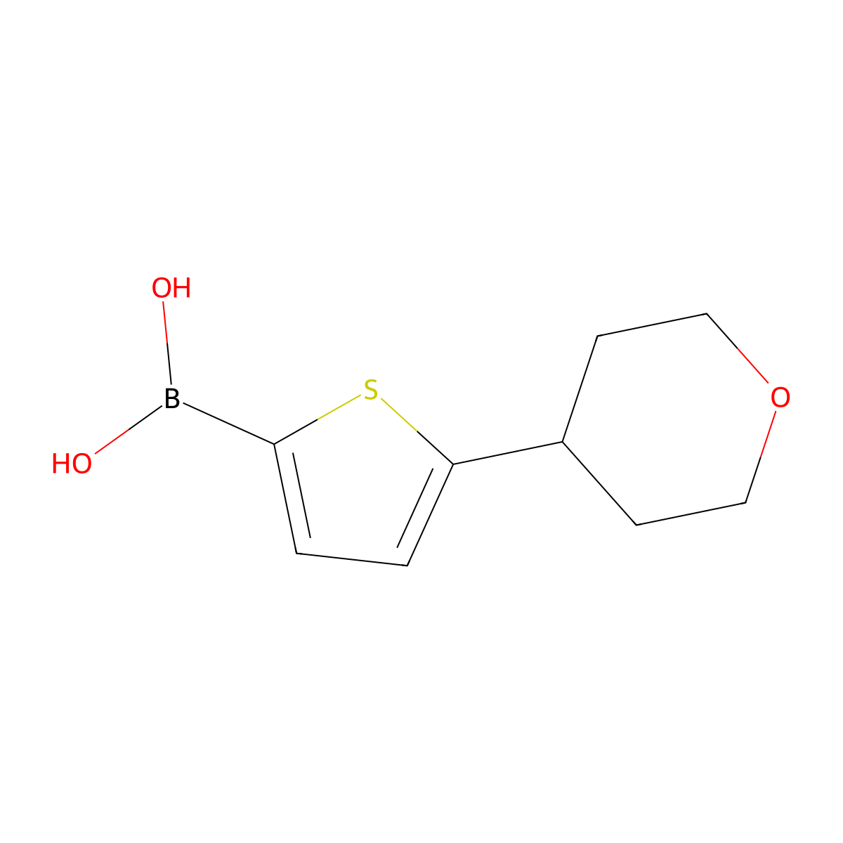 (5-(Tetrahydro-2H-pyran-4-yl)thiophen-2-yl)boronic acid molecular structure, CAS 2225180-05-0