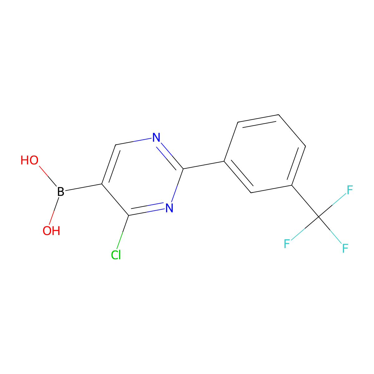 (4-Chloro-2-(3-(trifluoromethyl)phenyl)pyrimidin-5-yl)boronic acid molecular structure, CAS 2225180-15-2