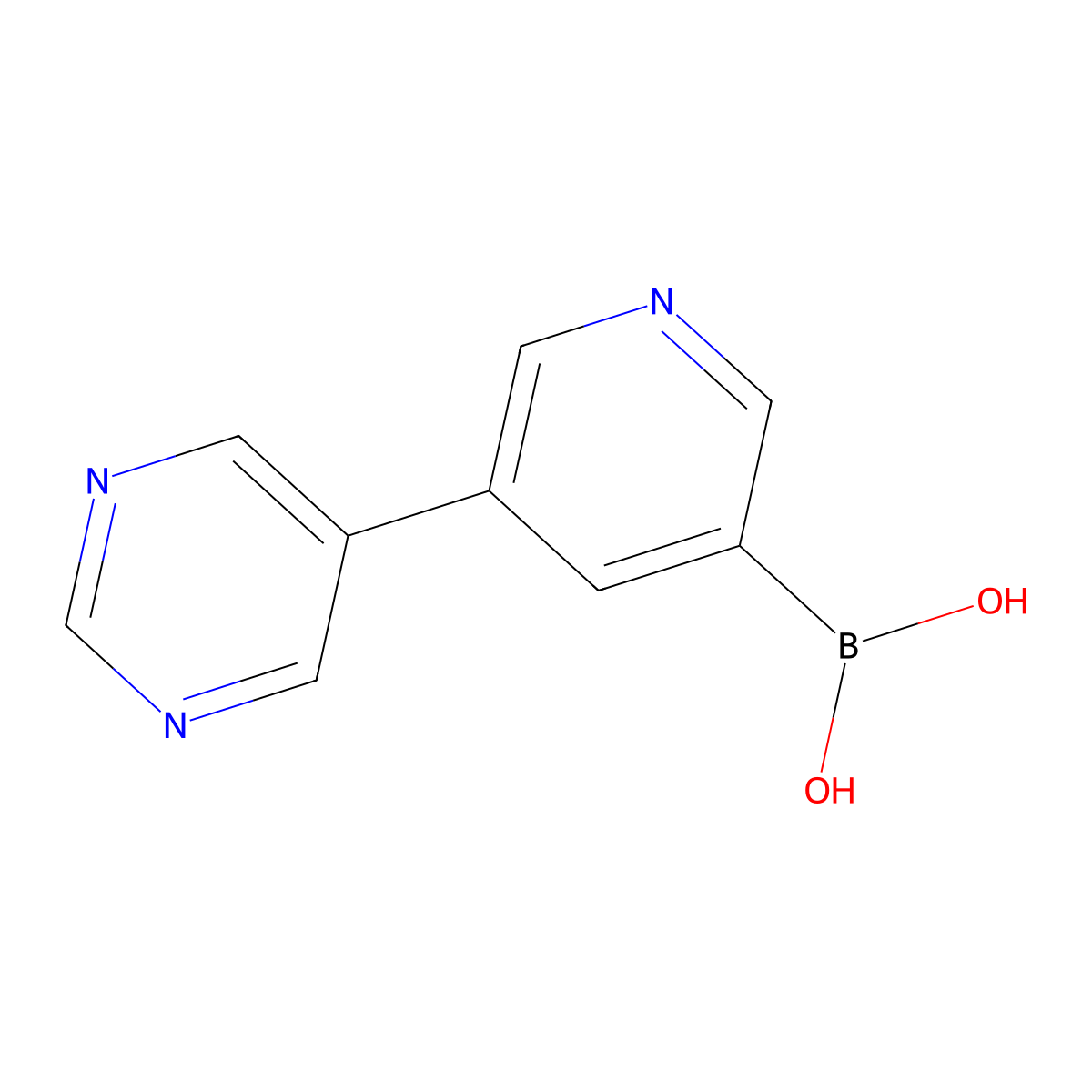5-(5-Pyrimidyl)pyridine-3-boronic acid molecular structure, CAS 2225180-16-3