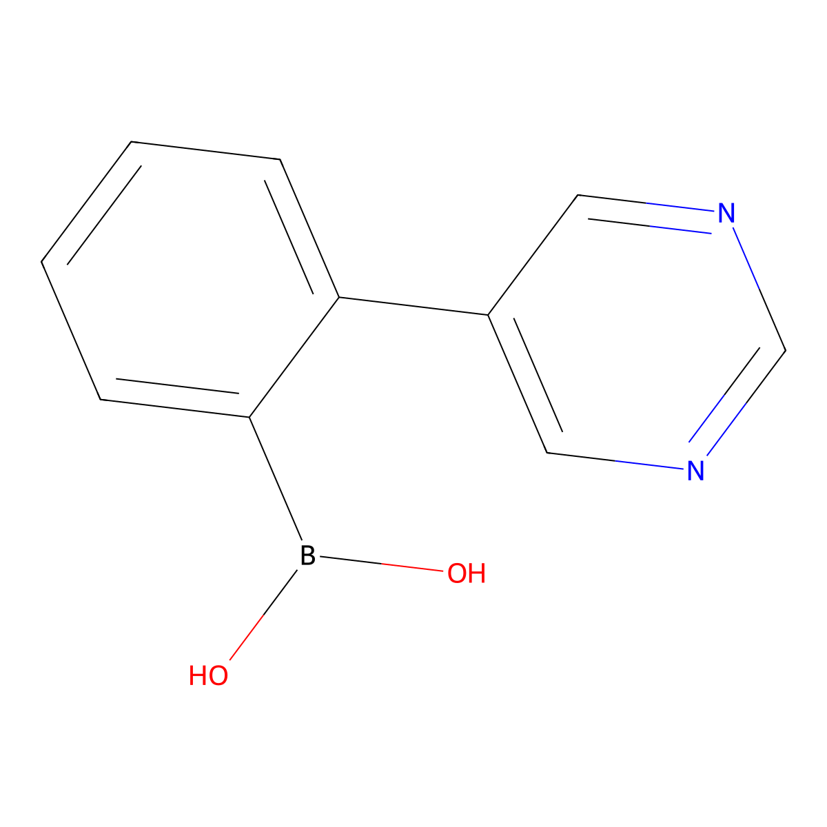 2-(Pyrimidin-5-yl)phenylboronic acid molecular structure, CAS 2225180-21-0