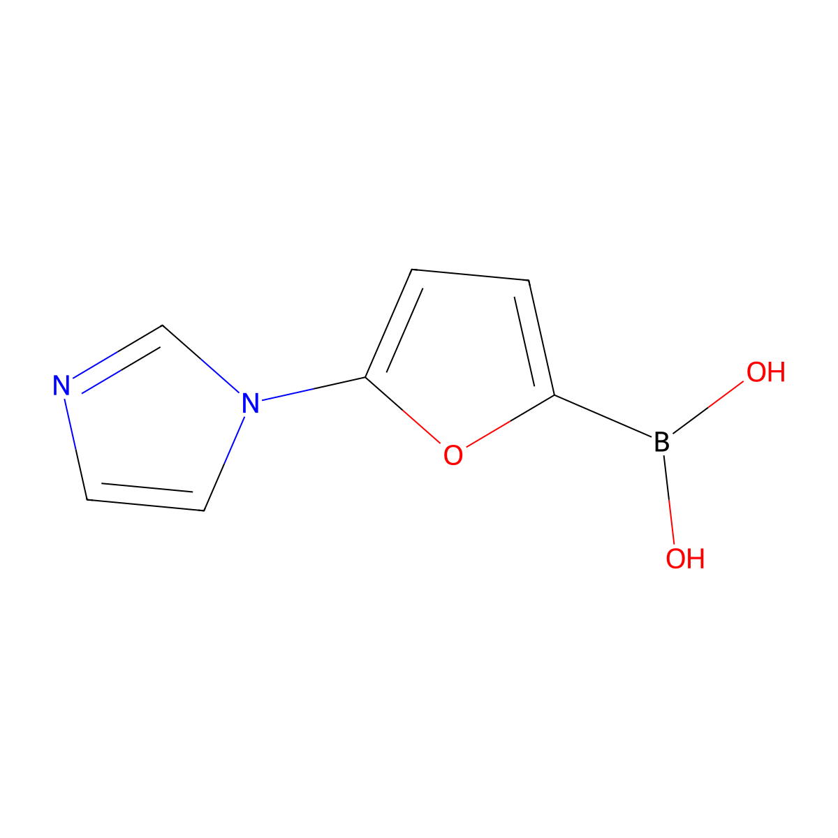 (5-(1H-Imidazol-1-yl)furan-2-yl)boronic acid molecular structure, CAS 2225180-29-8