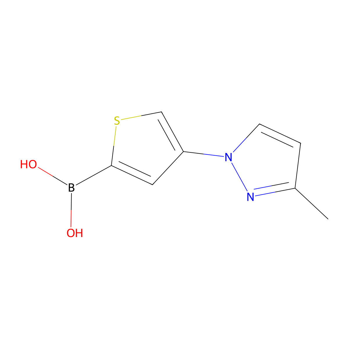 (4-(3-Methyl-1H-pyrazol-1-yl)thiophen-2-yl)boronic acid molecular structure, CAS 2225180-30-1