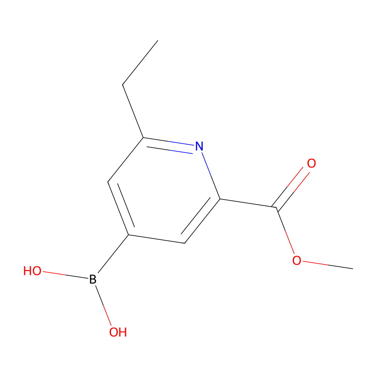 (2-Ethyl-6-(methoxycarbonyl)pyridin-4-yl)boronic acid molecular structure, CAS 2225180-32-3