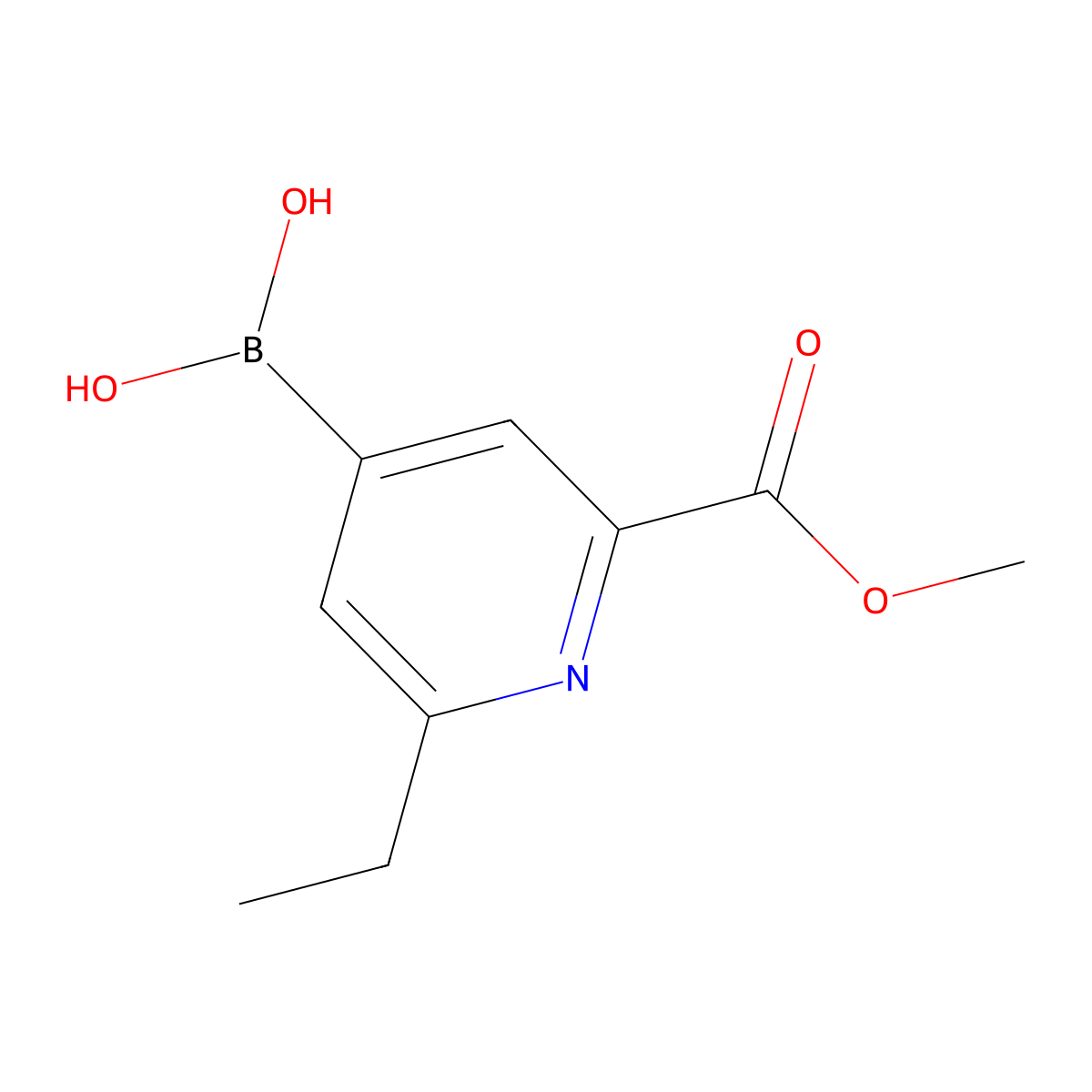 (2-Ethyl-6-(methoxycarbonyl)pyridin-4-yl)boronic acid molecular structure, CAS 2225180-32-3