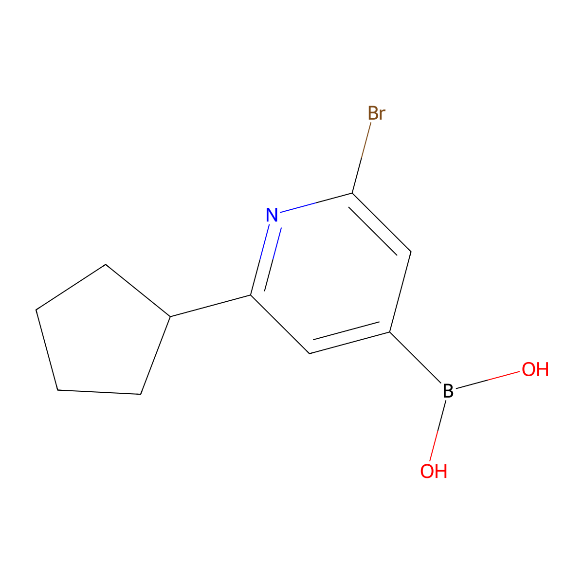 (2-Bromo-6-cyclopentylpyridin-4-yl)boronic acid molecular structure, CAS 2225180-33-4