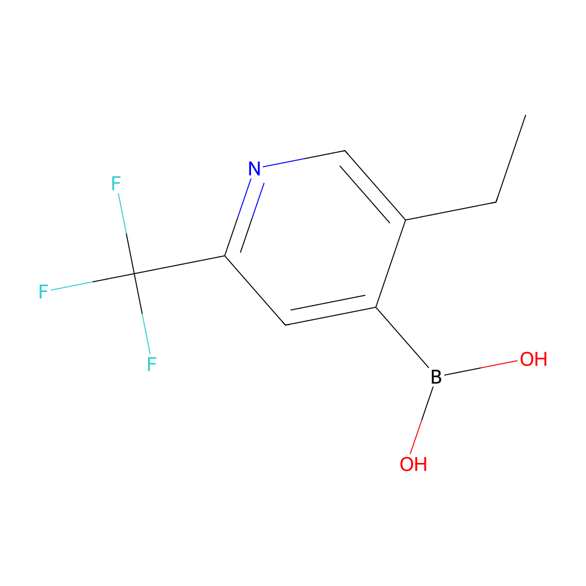 (5-Ethyl-2-(trifluoromethyl)pyridin-4-yl)boronic acid molecular structure, CAS 2225180-38-9