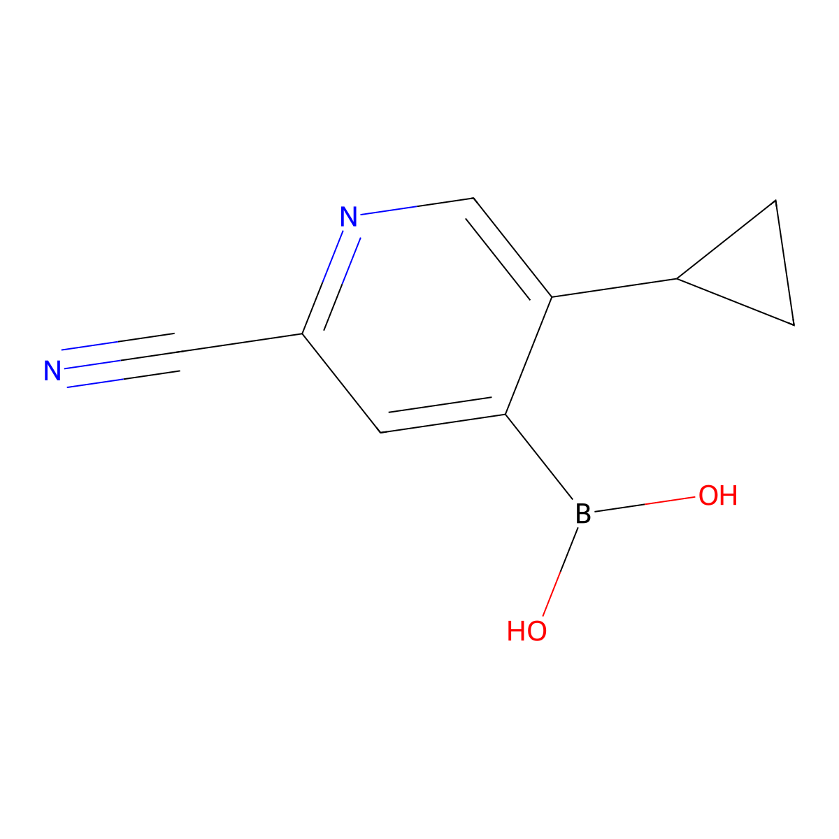 (2-Cyano-5-cyclopropylpyridin-4-yl)boronic acid molecular structure, CAS 2225180-39-0