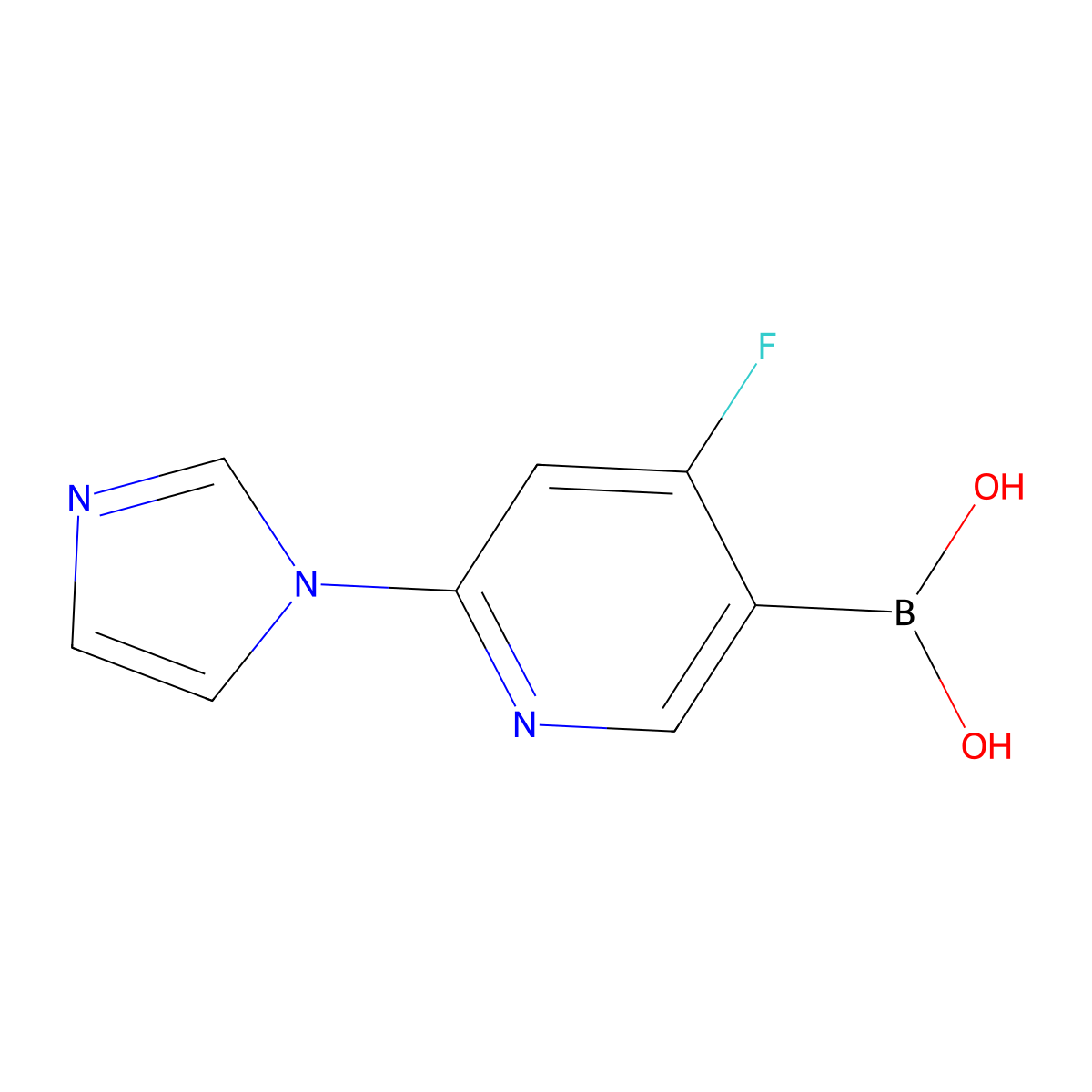 (4-Fluoro-6-(1H-imidazol-1-yl)pyridin-3-yl)boronic acid molecular structure, CAS 2225180-41-4
