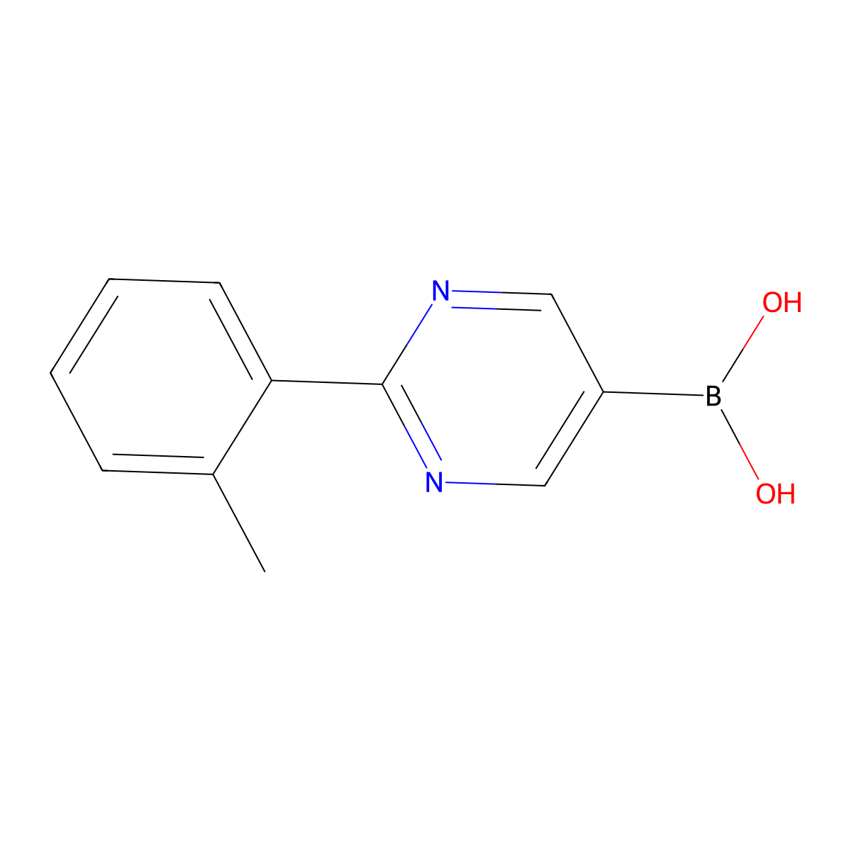(2-(o-Tolyl)pyrimidin-5-yl)boronic acid molecular structure, CAS 2225180-46-9