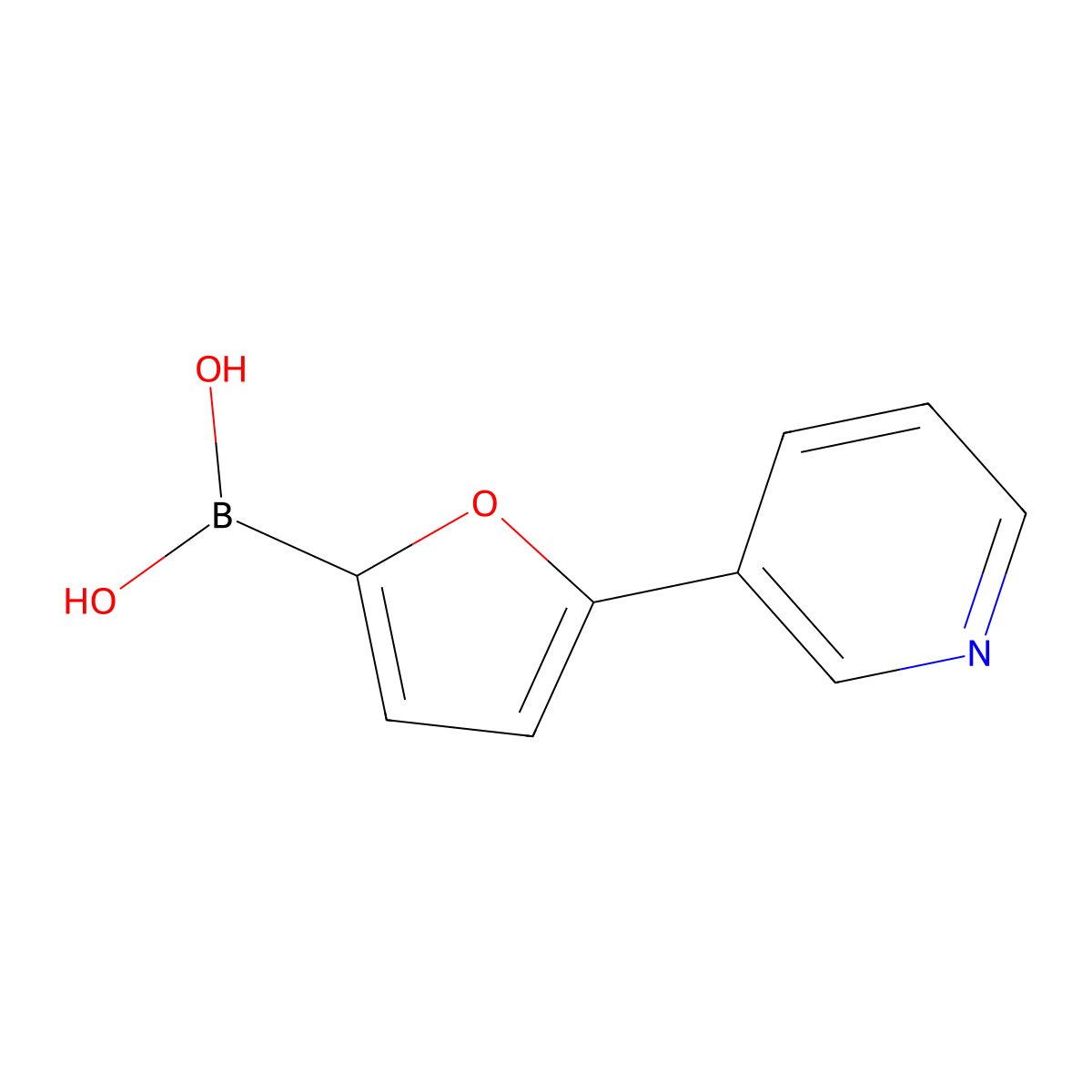 (5-(Pyridin-3-yl)furan-2-yl)boronic acid molecular structure, CAS 2225180-50-5