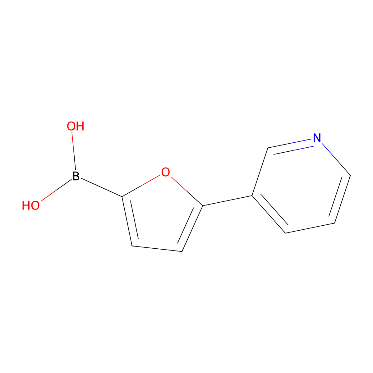 (5-(Pyridin-3-yl)furan-2-yl)boronic acid molecular structure, CAS 2225180-50-5