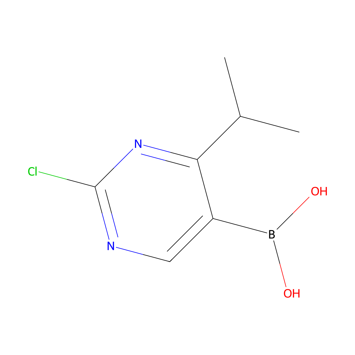 (2-Chloro-4-isopropylpyrimidin-5-yl)boronic acid molecular structure, CAS 2225180-56-1