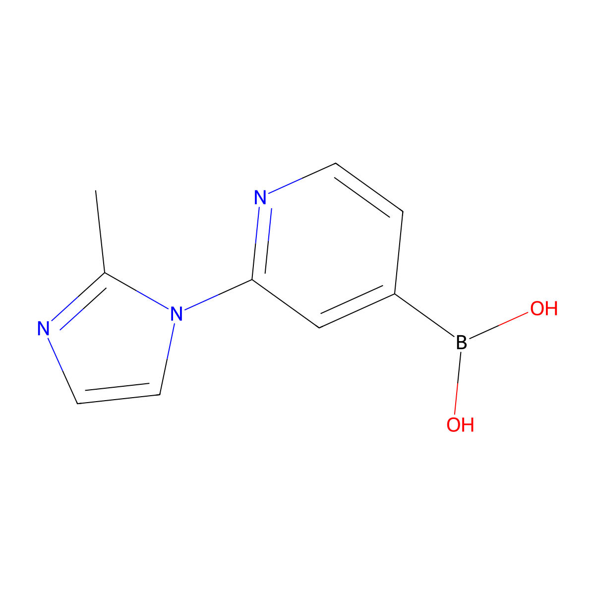 (2-(2-Methyl-1H-imidazol-1-yl)pyridin-4-yl)boronic acid molecular structure, CAS 2225180-63-0