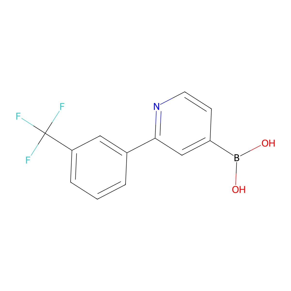 (2-(3-(Trifluoromethyl)phenyl)pyridin-4-yl)boronic acid molecular structure, CAS 2225180-64-1
