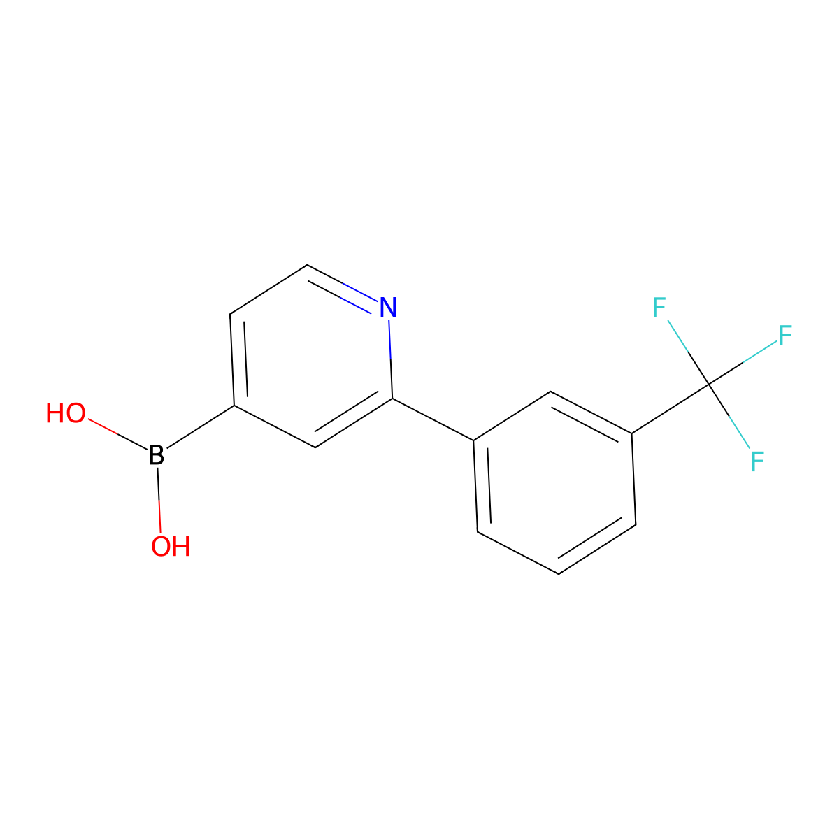 (2-(3-(Trifluoromethyl)phenyl)pyridin-4-yl)boronic acid molecular structure, CAS 2225180-64-1