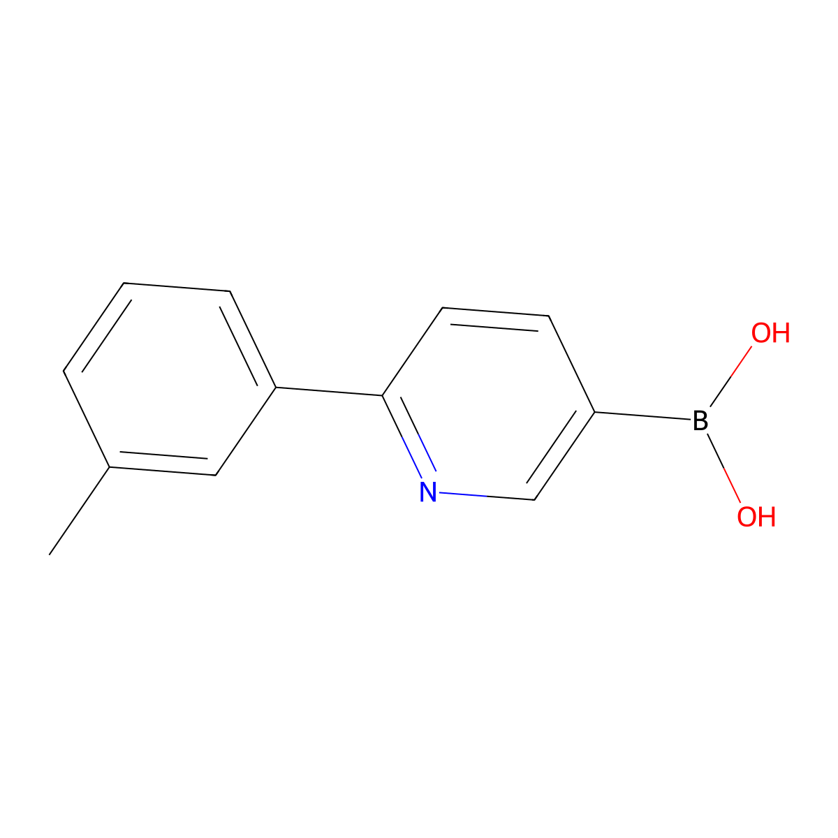 (6-(m-Tolyl)pyridin-3-yl)boronic acid molecular structure, CAS 2225180-65-2