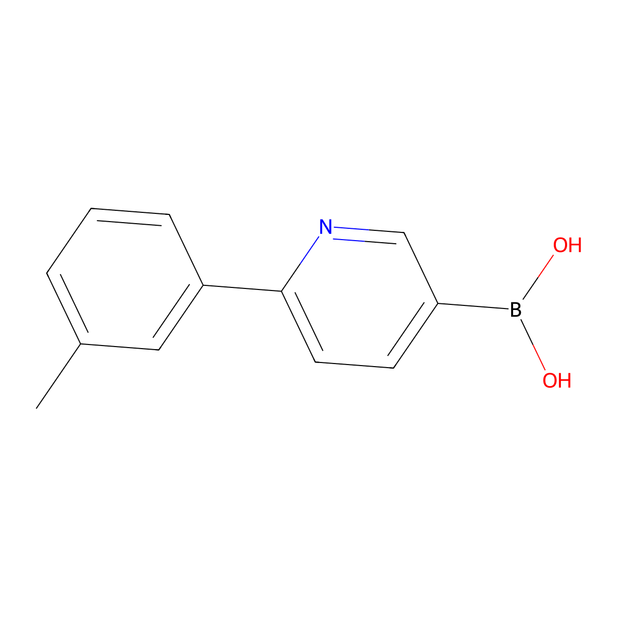 (6-(m-Tolyl)pyridin-3-yl)boronic acid molecular structure, CAS 2225180-65-2