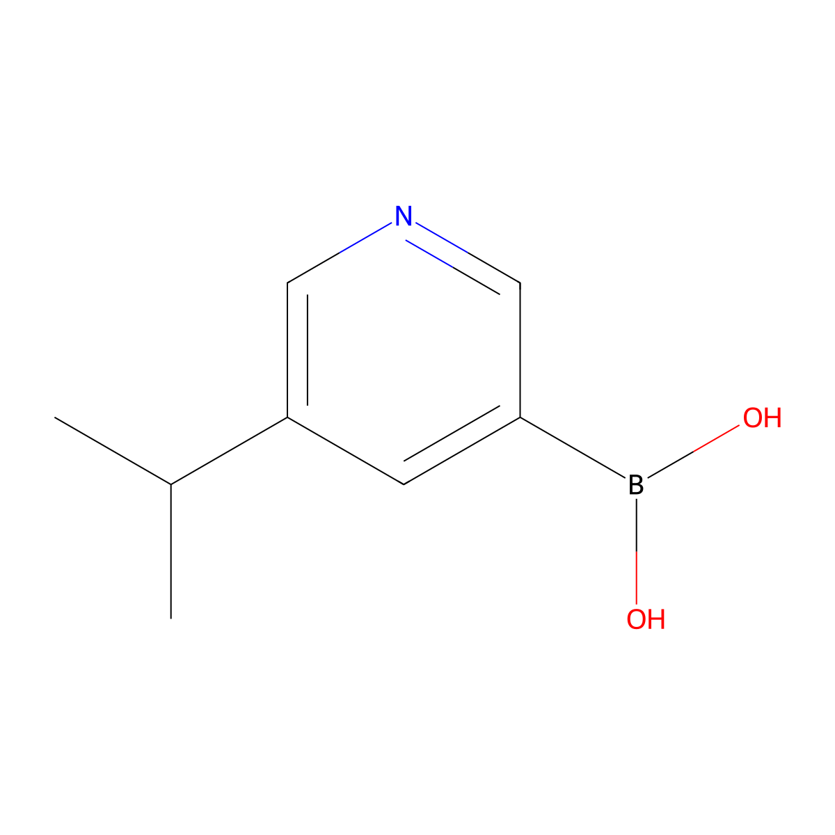 (5-Isopropylpyridin-3-yl)boronic acid molecular structure, CAS 2225180-66-3