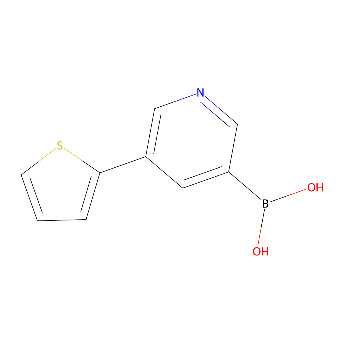 (5-(Thiophen-2-yl)pyridin-3-yl)boronic acid molecular structure, CAS 2225180-67-4
