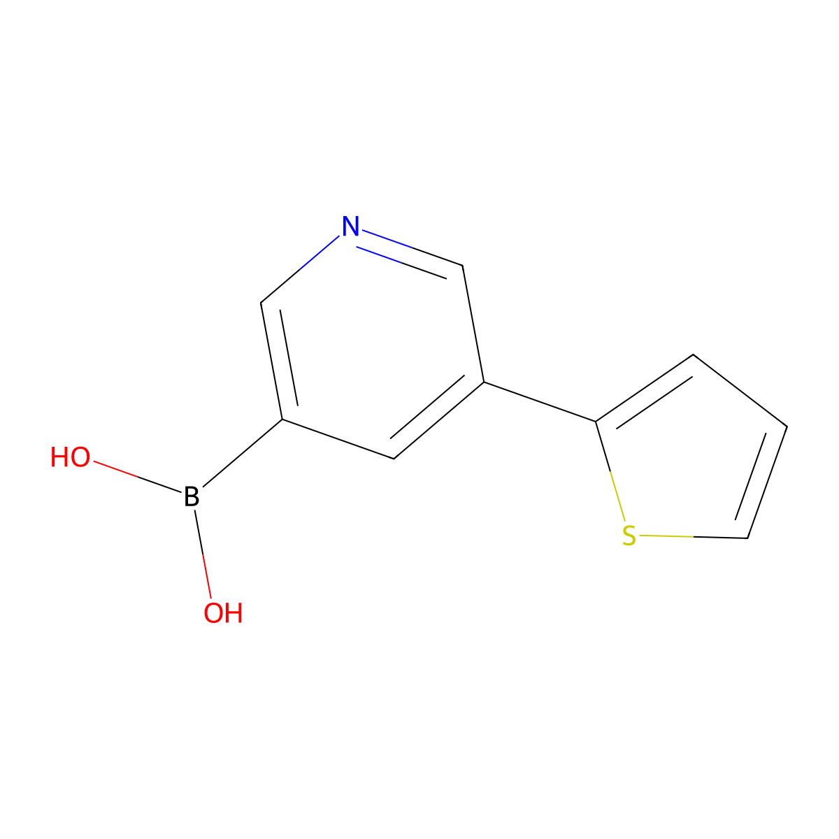 (5-(Thiophen-2-yl)pyridin-3-yl)boronic acid molecular structure, CAS 2225180-67-4