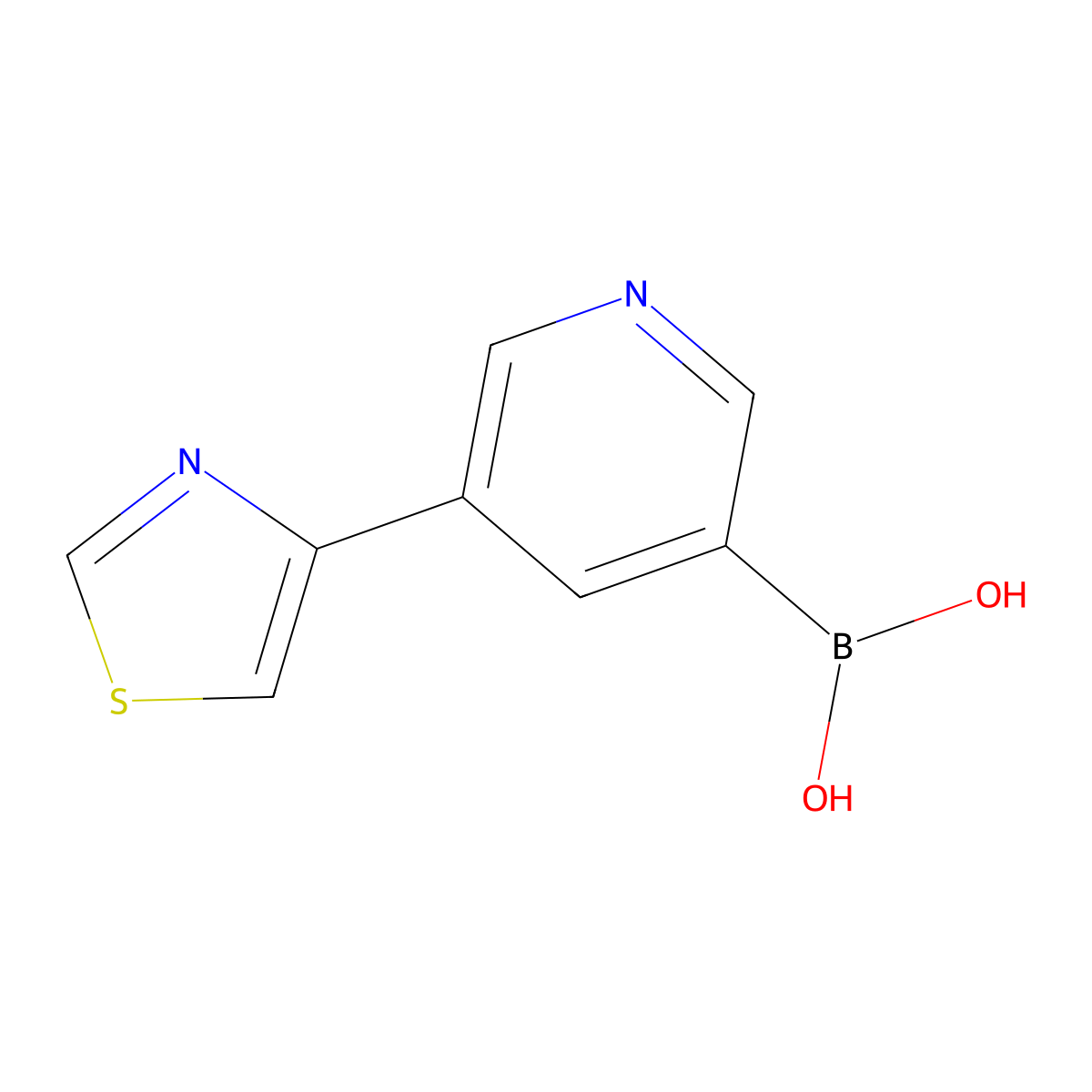 (5-(Thiazol-4-yl)pyridin-3-yl)boronic acid molecular structure, CAS 2225180-71-0