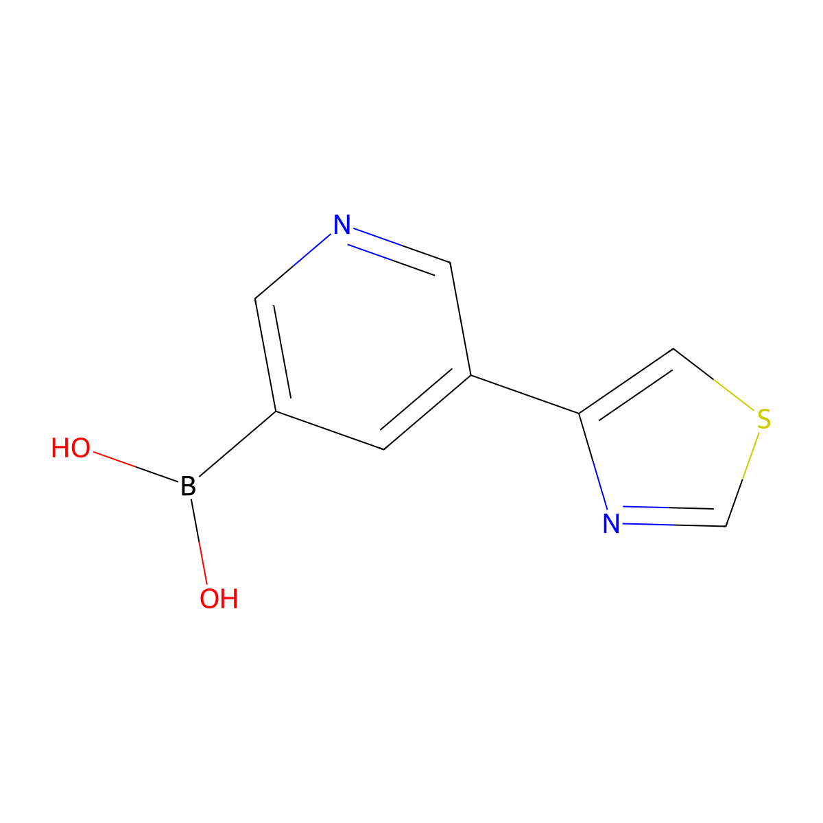 (5-(Thiazol-4-yl)pyridin-3-yl)boronic acid molecular structure, CAS 2225180-71-0