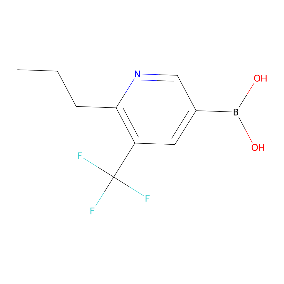 6-(n-Propyl)-5-trifluoromethylpyridine-3-boronic acid molecular structure, CAS 2225180-76-5