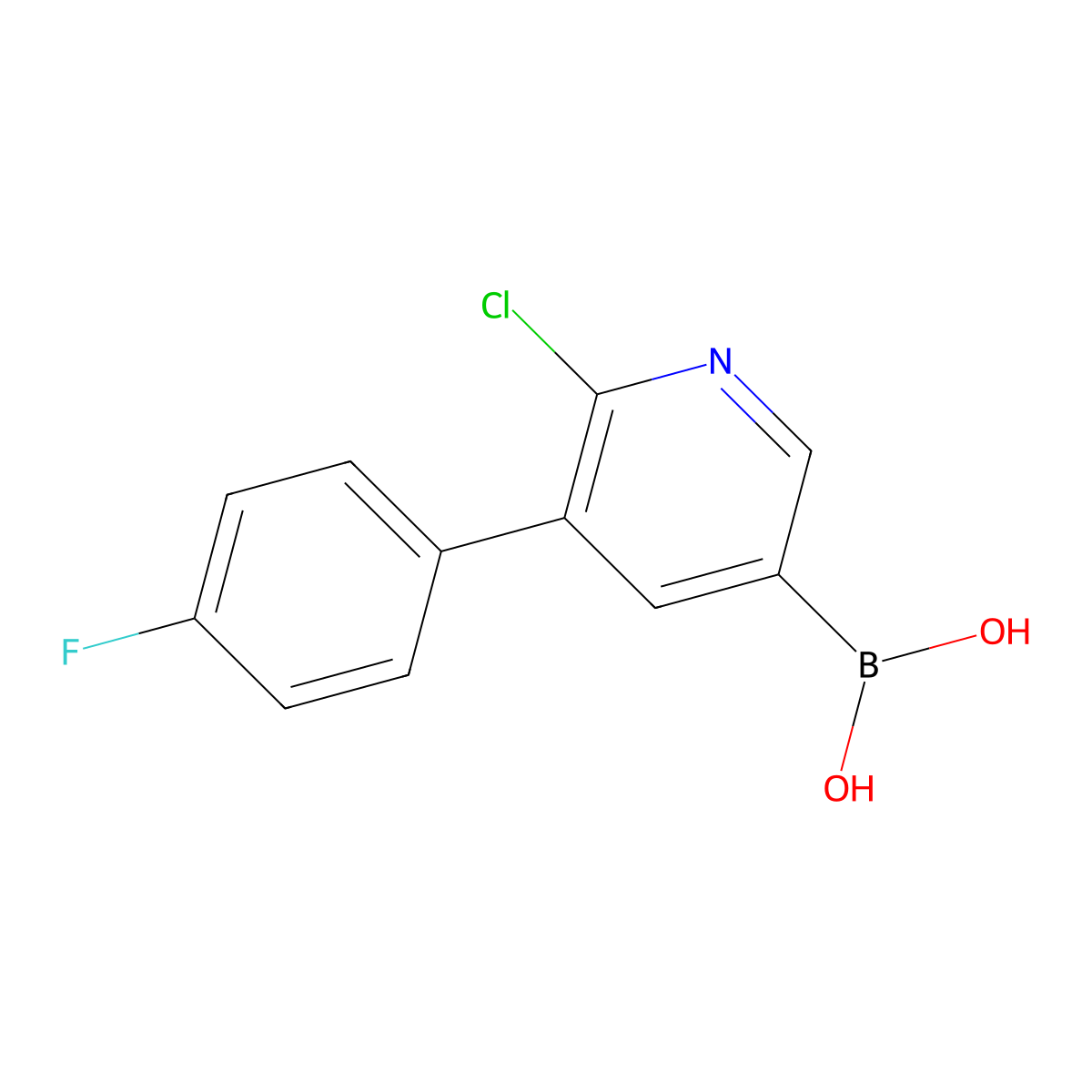 6-Chloro-5-(4-fluorophenyl)pyridine-3-boronic acid molecular structure, CAS 2225180-78-7