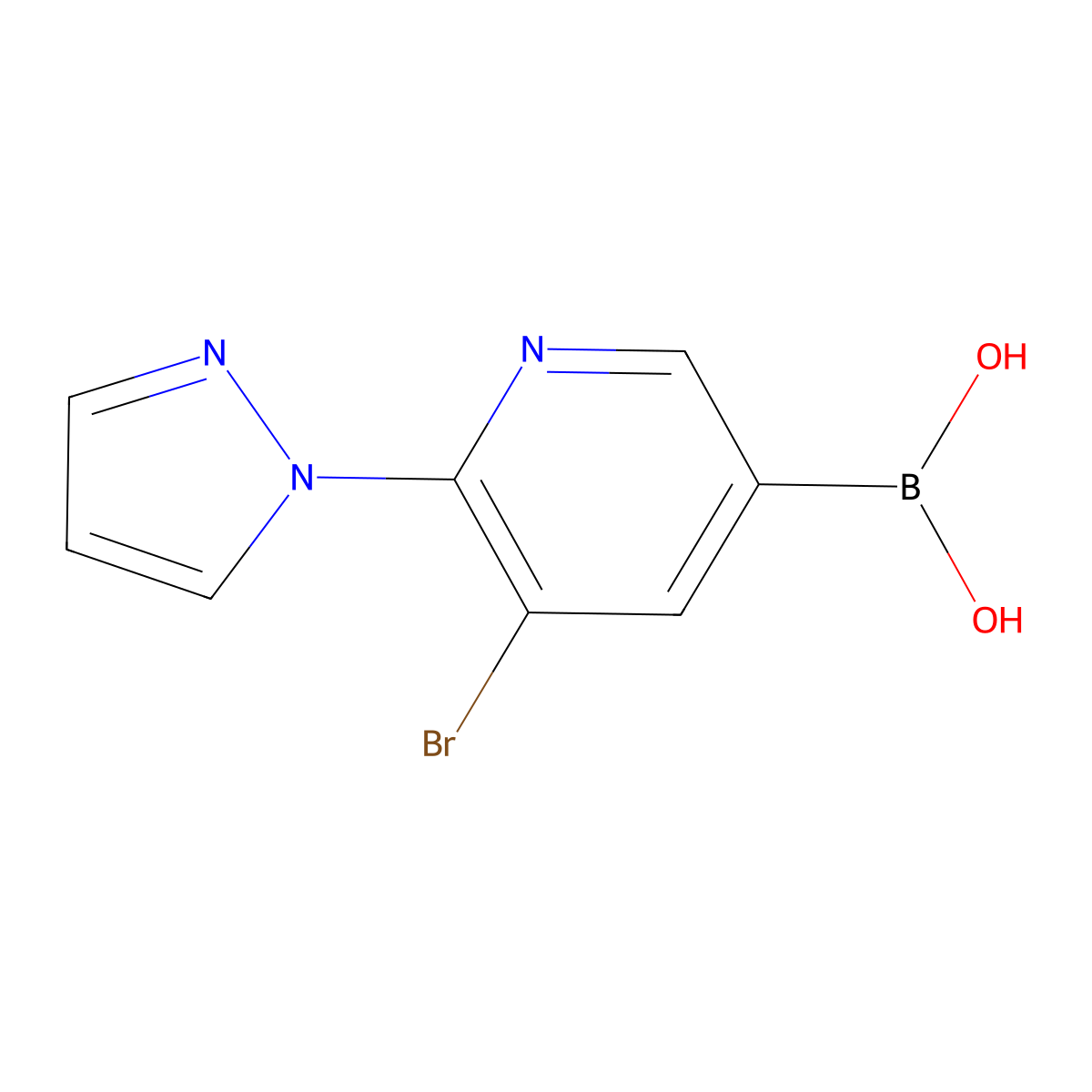 (5-Bromo-6-(1H-pyrazol-1-yl)pyridin-3-yl)boronic acid molecular structure, CAS 2225180-80-1