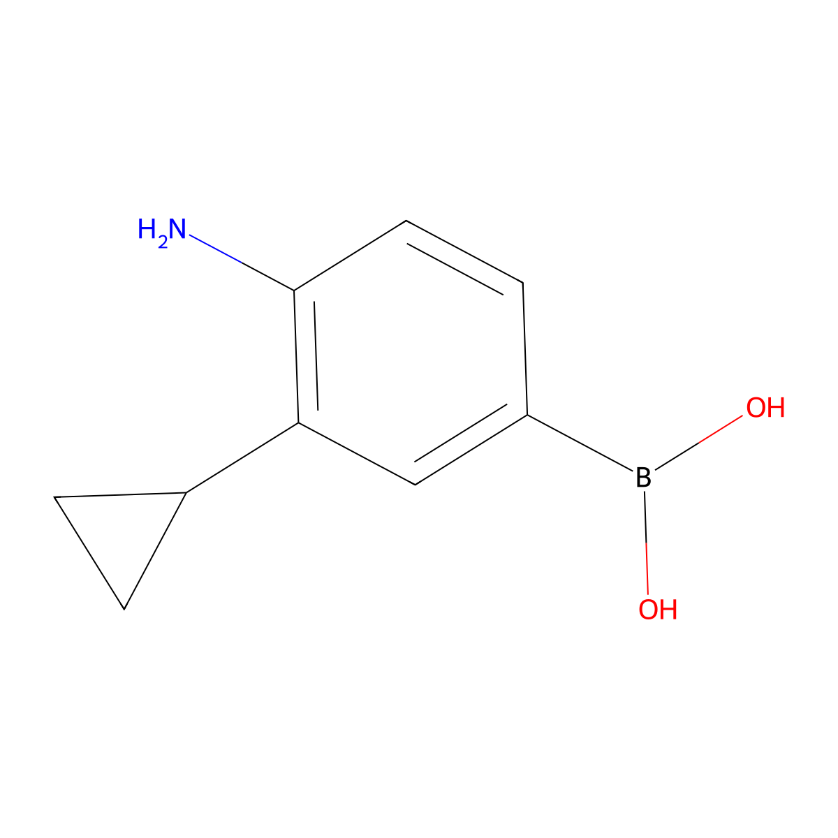 (4-Amino-3-cyclopropylphenyl)boronic acid molecular structure, CAS 2225180-83-4
