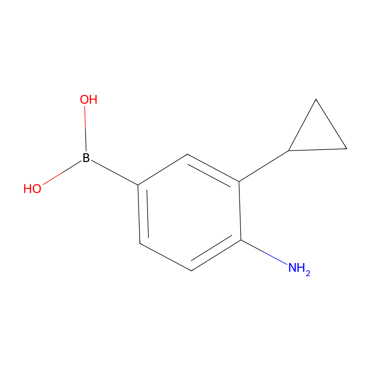(4-Amino-3-cyclopropylphenyl)boronic acid molecular structure, CAS 2225180-83-4