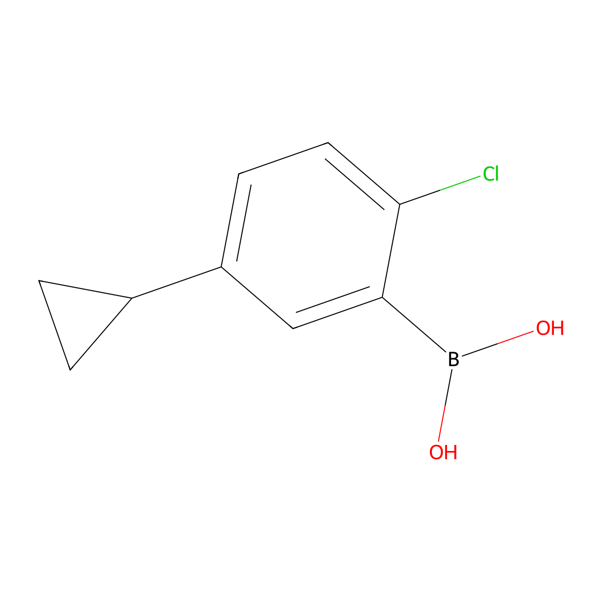 (2-Chloro-5-cyclopropylphenyl)boronic acid molecular structure, CAS 2225180-84-5
