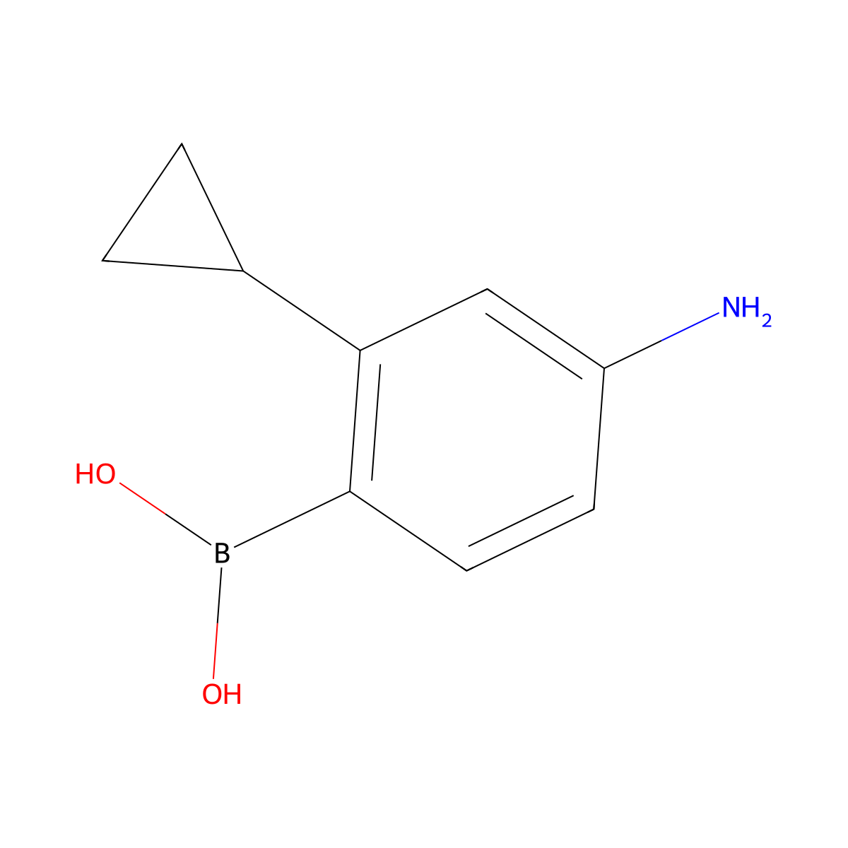 (4-Amino-2-cyclopropylphenyl)boronic acid molecular structure, CAS 2225180-85-6