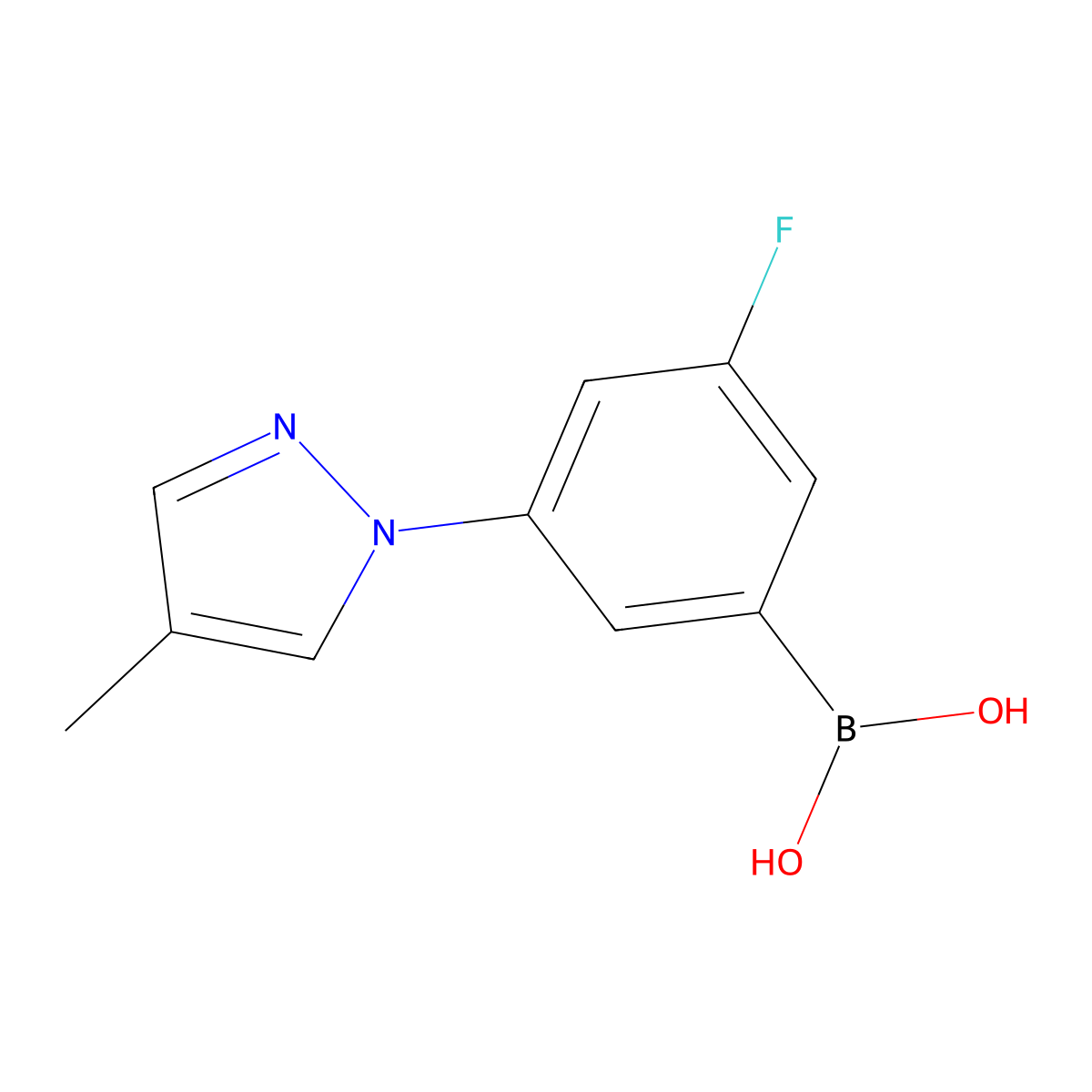 (3-Fluoro-5-(4-methyl-1H-pyrazol-1-yl)phenyl)boronic acid molecular structure, CAS 2225180-88-9
