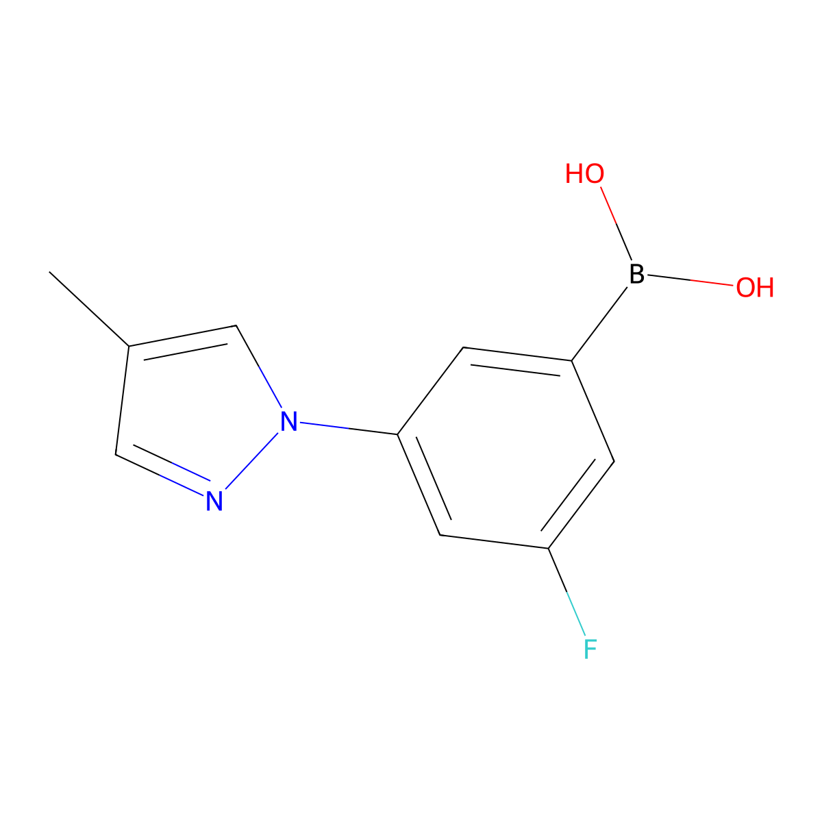 (3-Fluoro-5-(4-methyl-1H-pyrazol-1-yl)phenyl)boronic acid molecular structure, CAS 2225180-88-9