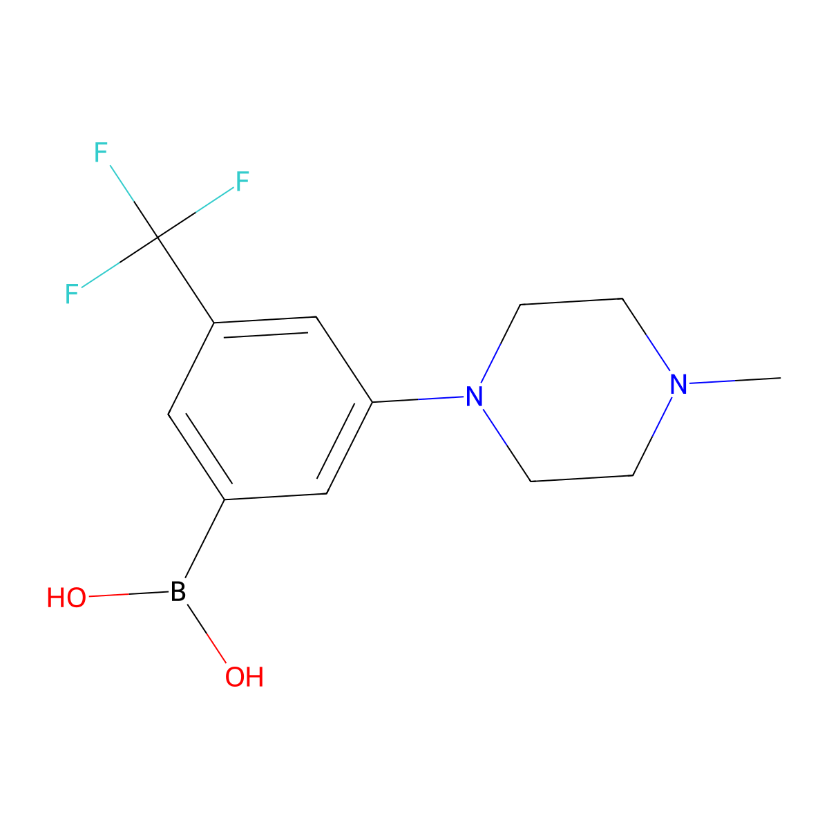 (3-(4-Methylpiperazin-1-yl)-5-(trifluoromethyl)phenyl)boronic acid molecular structure, CAS 2225180-89-0