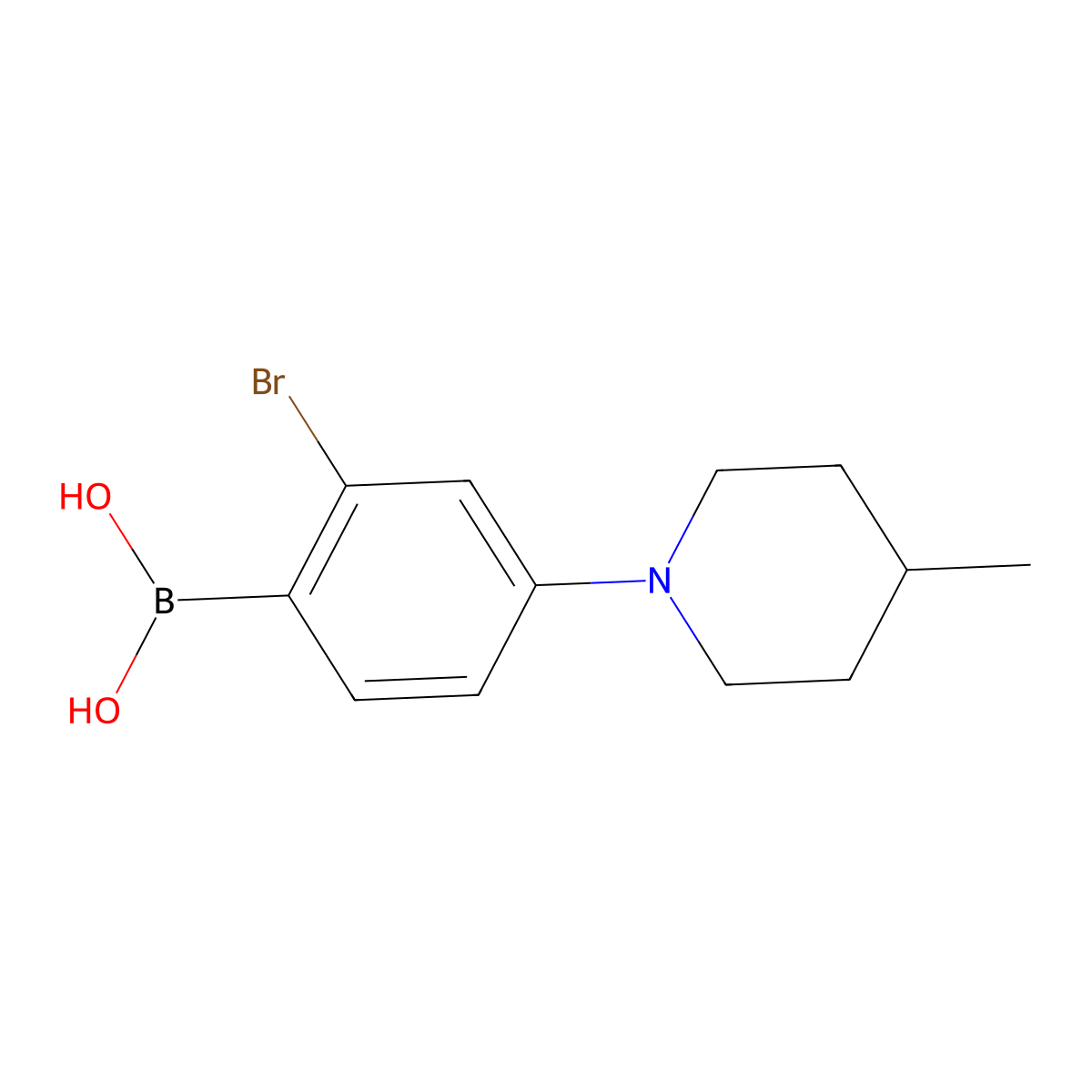 (2-Bromo-4-(4-methylpiperidin-1-yl)phenyl)boronic acid molecular structure, CAS 2225180-91-4