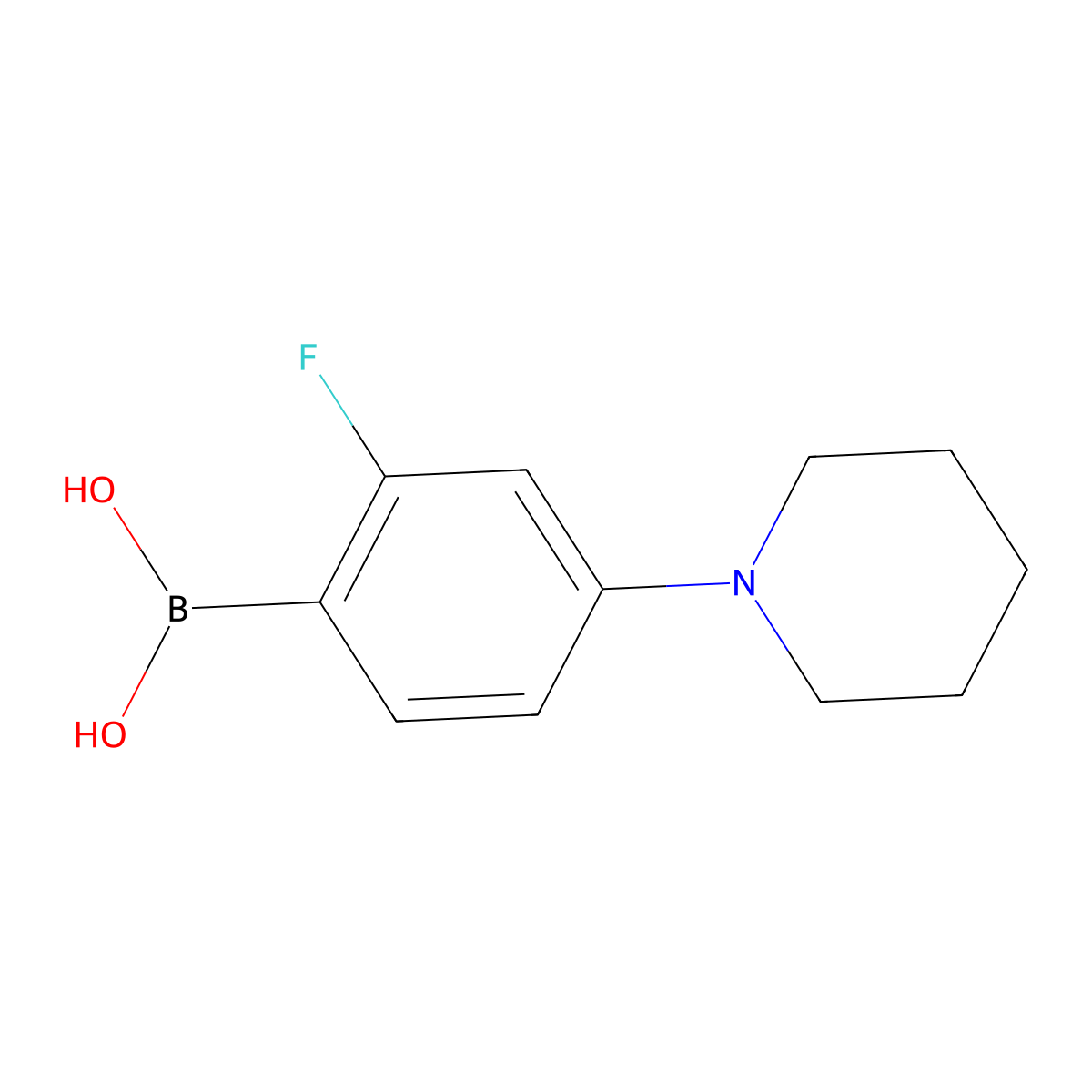(2-Fluoro-4-(piperidin-1-yl)phenyl)boronic acid molecular structure, CAS 2225180-92-5