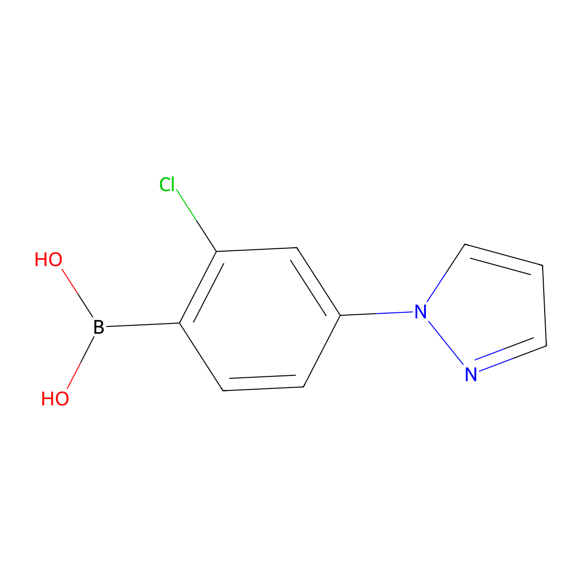 (2-Chloro-4-(1H-pyrazol-1-yl)phenyl)boronic acid molecular structure, CAS 2225180-95-8