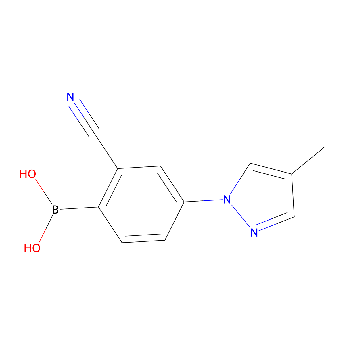 (2-Cyano-4-(4-methyl-1H-pyrazol-1-yl)phenyl)boronic acid molecular structure, CAS 2225180-96-9